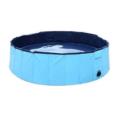 Free Standing Pet Bath Tubs , Blue Inflatable Pvc Pool For Dog