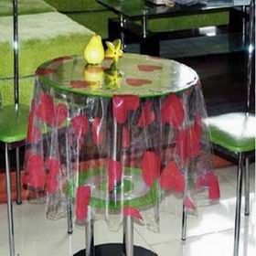 Custom Clear PVC Table Cloth With Heart Printed For Coffee Shop