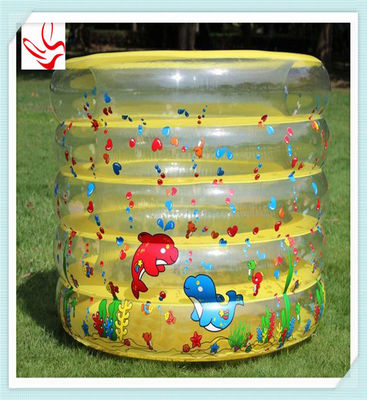 Custom 5 Ring PVC Inflatable Kids Swimming Pools Round With Double Bottom