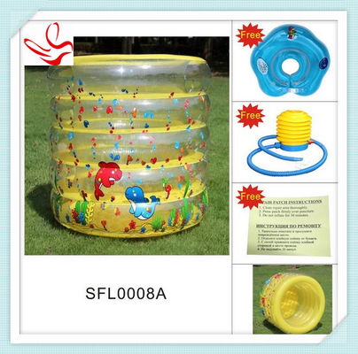 Custom 5 Ring PVC Inflatable Kids Swimming Pools Round With Double Bottom